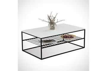 Falan Soffbord 95 cm med Förvaring Hyllor Ribbor - Vit/Svart - Möbler - Bord & matgrupp - Soffbord