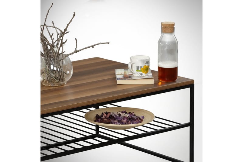 Falan Soffbord 95 cm med Hylla Ribbor - Brun - Möbler - Bord & matgrupp - Soffbord