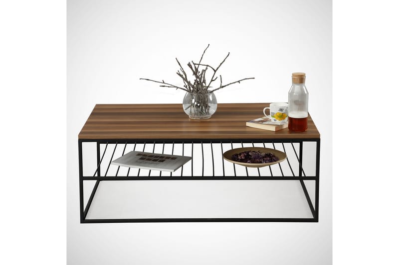 Falan Soffbord 95 cm med Hylla Ribbor - Brun - Möbler - Bord & matgrupp - Soffbord