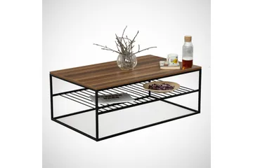 Falan Soffbord 95 cm med Hylla Ribbor - Brun - Möbler - Bord & matgrupp - Soffbord