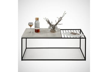 Falan Soffbord 95 cm Ribbor - Vit/Marmor - Möbler - Bord & matgrupp - Soffbord