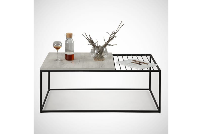 Falan Soffbord 95 cm Ribbor - Vit/Marmor - Möbler - Bord & matgrupp - Soffbord