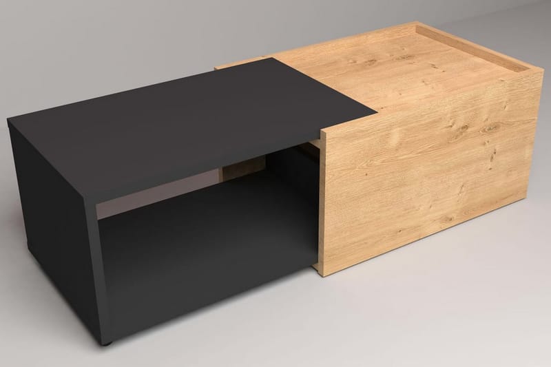 FMD Utdragbart soffbord artisan-ek och svart - Flerfärgad - Soffbord