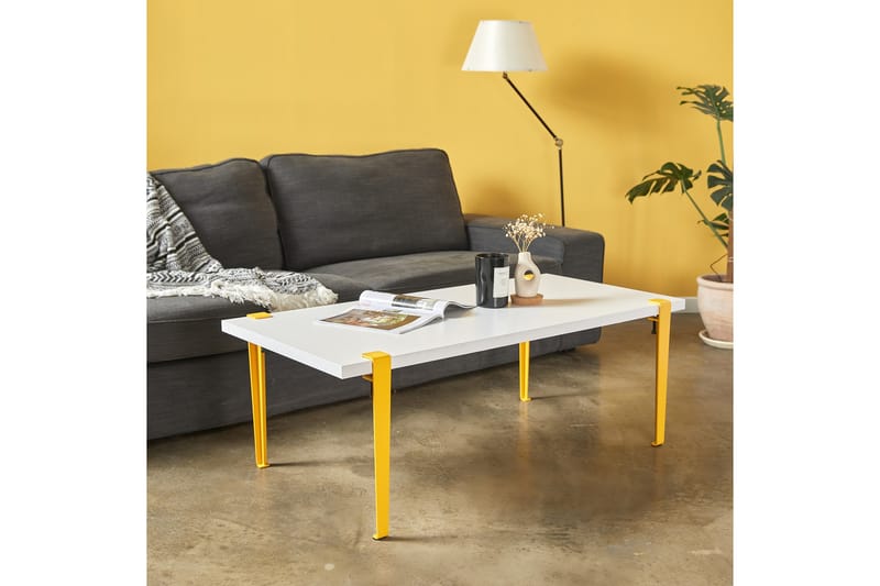 Soffbord Fonissa 120x60 cm Vit/Gul - Hanah Home - Möbler - Bord & matgrupp - Soffbord
