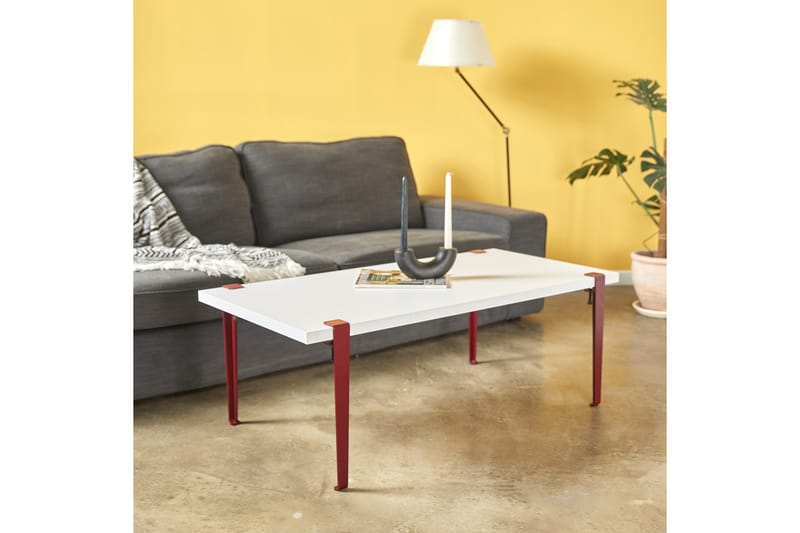 Soffbord Fonissa 120x60 cm Vit/Röd - Hanah Home - Soffbord