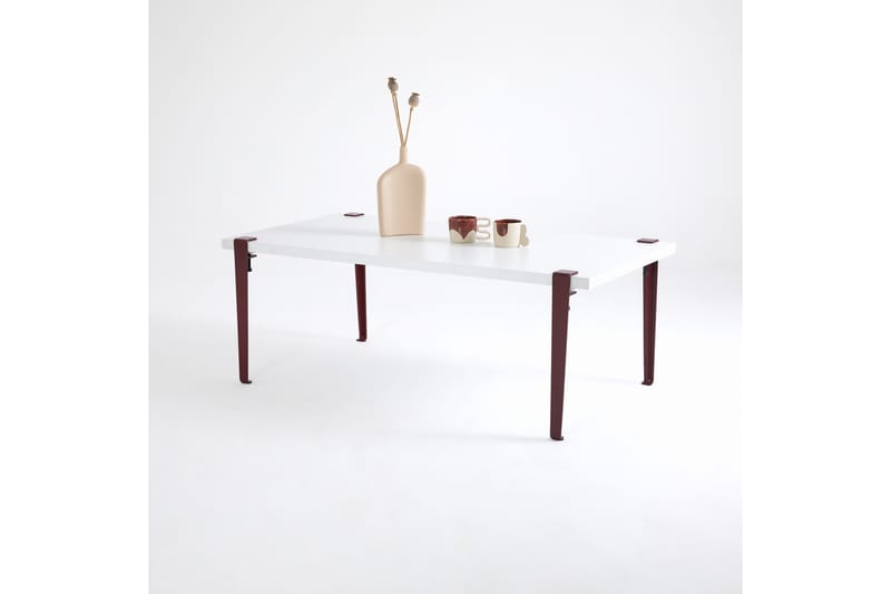 Soffbord Fonissa 120x60 cm Vit/Röd - Hanah Home - Möbler - Bord & matgrupp - Soffbord