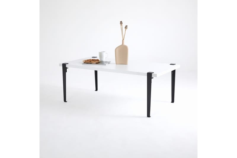 Soffbord Fonissa 120x60 cm Vit/Svart - Hanah Home - Möbler - Bord & matgrupp - Soffbord