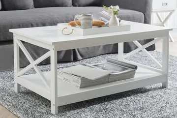 Fostia Soffbord 100 cm med Förvaring Hylla - Vit - Möbler - Bord & matgrupp - Soffbord