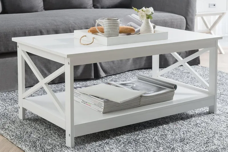 Fostia Soffbord 100 cm med Förvaring Hylla - Vit - Möbler - Bord & matgrupp - Soffbord - Soffbord med förvaring