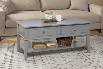 Franklin Soffbord 105 cm med Förvaring Hylla + 2 Lådor Grå - Dorel Home - Möbler - Bord & matgrupp - Soffbord - Soffbord med förvaring