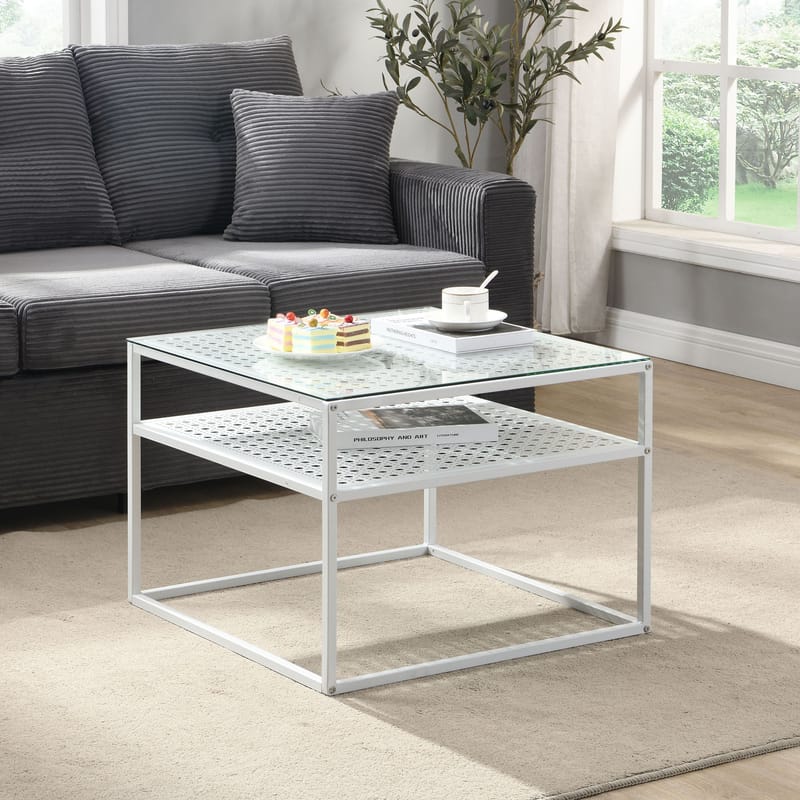 Galaro Soffbord 60 cm - Transparent och matt vit - Möbler - Bord & matgrupp - Soffbord - Soffbord med förvaring