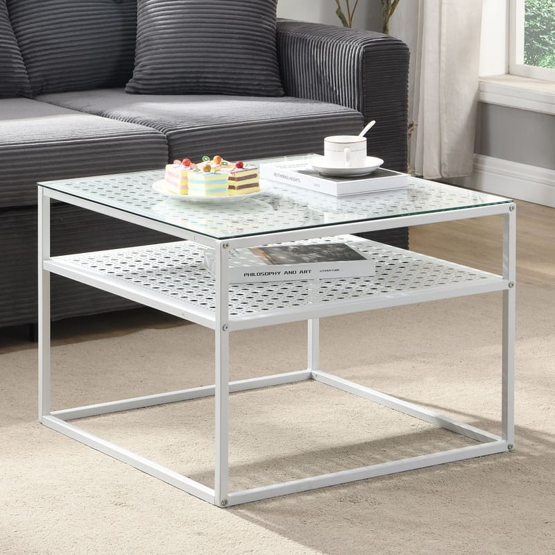 Galaro Soffbord 60 cm - Transparent och matt vit - Möbler - Bord & matgrupp - Soffbord - Soffbord med förvaring