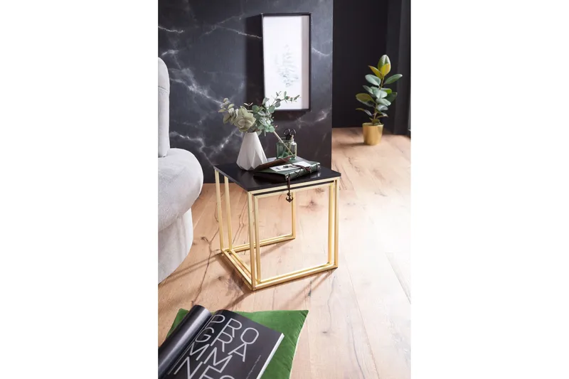 Geancarlo Satsbord 48 cm 2 Bord - Svart/Guld - Möbler - Bord & matgrupp - Soffbord