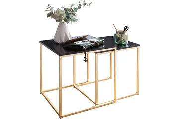 Geancarlo Satsbord 48 cm 2 Bord - Svart/Guld - Möbler - Bord & matgrupp - Soffbord