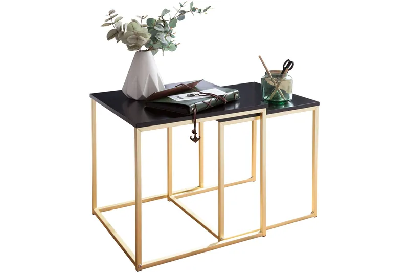 Geancarlo Satsbord 48 cm 2 Bord - Svart/Guld - Möbler - Bord & matgrupp - Soffbord