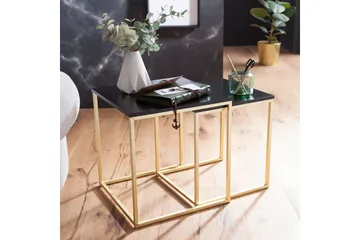 Geancarlo Satsbord 48 cm 2 Bord - Svart/Guld - Möbler - Bord & matgrupp - Soffbord