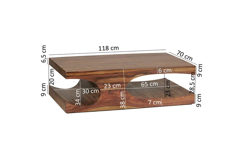 Gjerrild Soffbord 118 cm med Förvaring Hyllor - Massivt Trä - Möbler - Bord & matgrupp - Soffbord
