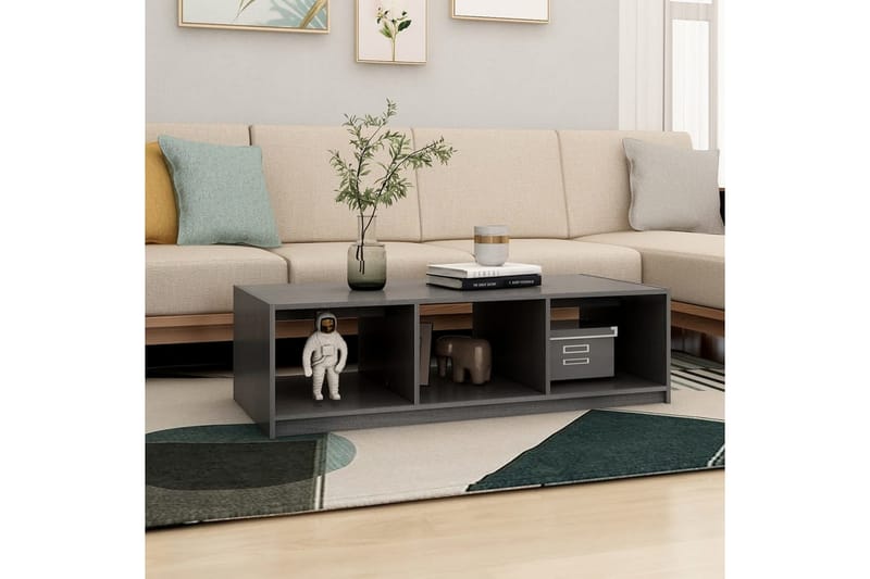 Soffbord grå 110x50x34 cm massiv furu - Grå - Soffbord