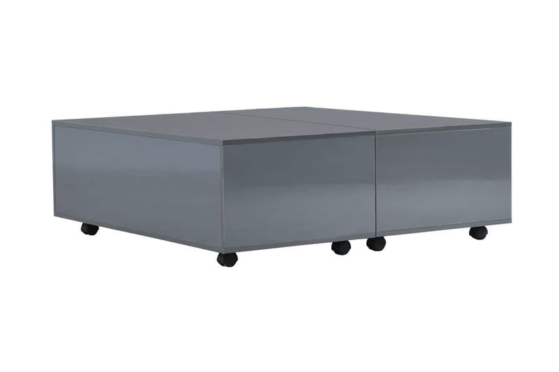 Soffbord grå högglans 100x100x35 cm - Grå - Soffbord