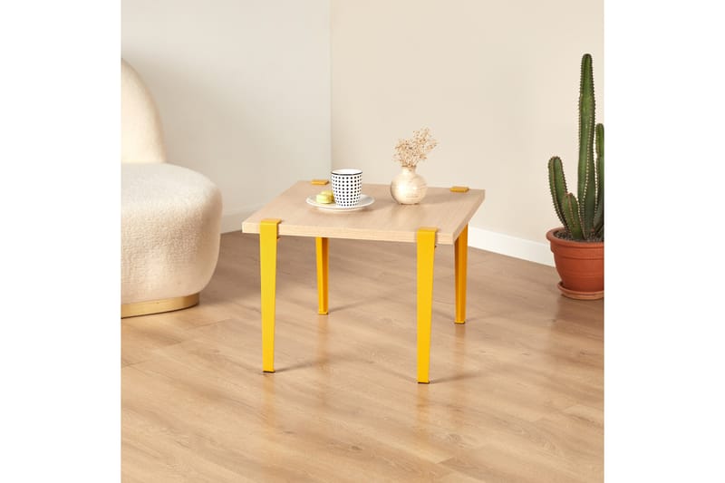 Soffbord Halicheron 60x60 cm Brun/Gul - Hanah Home - Möbler - Bord & matgrupp - Soffbord