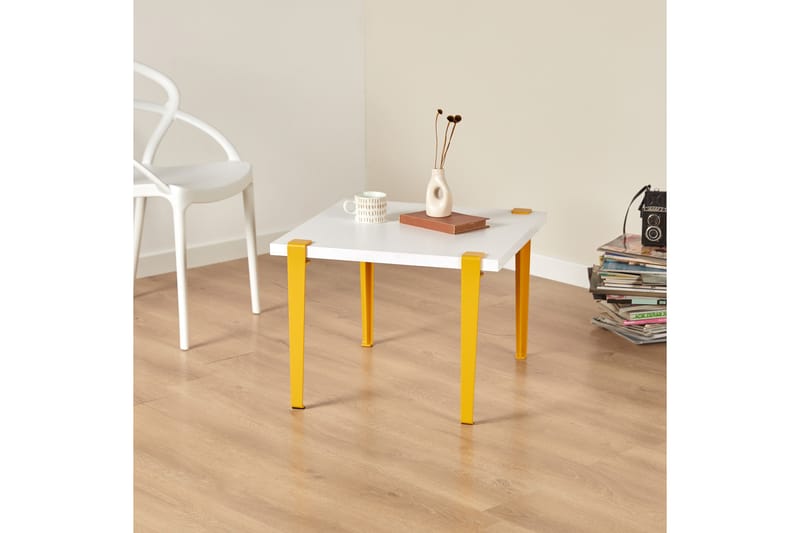 Soffbord Halicheron 60x60 cm Vit/Gul - Hanah Home - Möbler - Bord & matgrupp - Soffbord