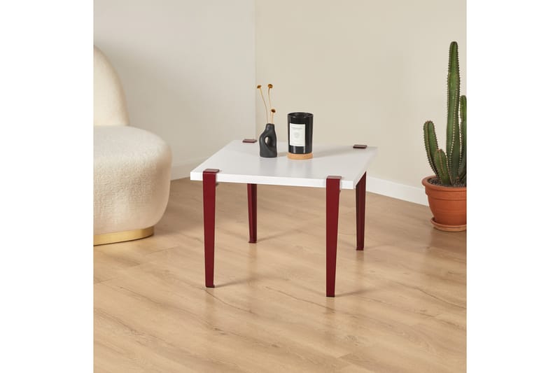 Soffbord Halicheron 60x60 cm Vit/Röd - Hanah Home - Möbler - Bord & matgrupp - Soffbord