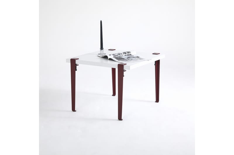 Soffbord Halicheron 60x60 cm Vit/Röd - Hanah Home - Möbler - Bord & matgrupp - Soffbord