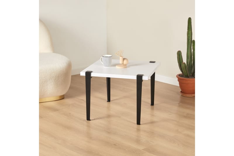 Soffbord Halicheron 60x60 cm Vit/Svart - Hanah Home - Möbler - Bord & matgrupp - Soffbord