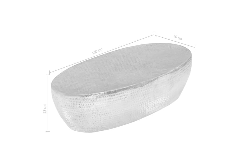 Soffbord hamrad aluminium 100x50x28 cm silver - Silver - Soffbord