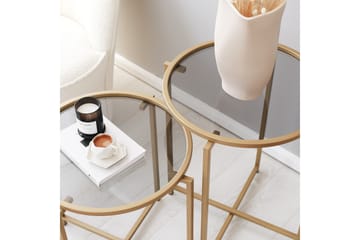 Hardinwre Satsbord 50 cm Runt 2-pack - Rökfärgat/Guld - Möbler - Bord & matgrupp - Soffbord