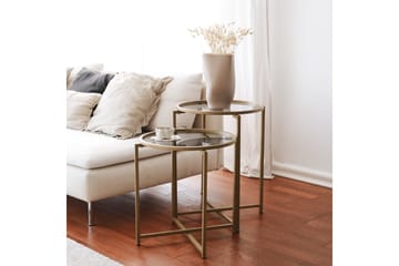 Hardinwre Satsbord 50 cm Runt 2-pack - Rökfärgat/Guld - Möbler - Bord & matgrupp - Soffbord