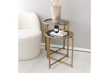 Hardinwre Satsbord 50 cm Runt 2-pack - Rökfärgat/Guld - Möbler - Bord & matgrupp - Soffbord