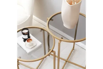 Hardinwre Soffbord 50 cm Runt 2-pack - Guld/Rökfärgat - Möbler - Bord & matgrupp - Soffbord