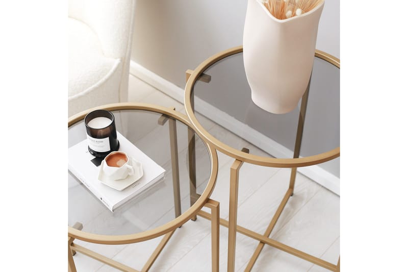 Hardinwre Soffbord 50 cm Runt 2-pack - Guld/Rökfärgat - Möbler - Bord & matgrupp - Soffbord