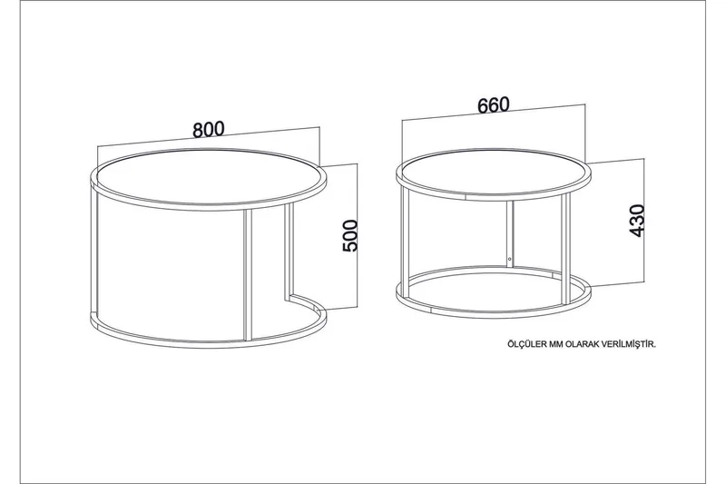 Hejde Satsbord 80 cm Runt 2 Bord - Ljusbrun/Svart - Möbler - Bord & matgrupp - Soffbord