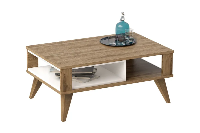 Hejde Soffbord 90 cm med Förvaring Hylla - Brun/Vit - Möbler - Bord & matgrupp - Soffbord