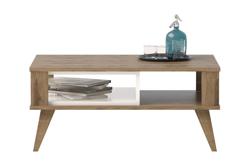 Hejde Soffbord 90 cm med Förvaring Hylla - Brun/Vit - Möbler - Bord & matgrupp - Soffbord