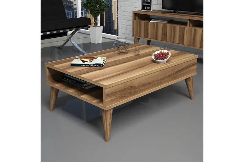 Hoptrup Soffbord 90 cm med Förvaring Hylla - Valnötsbrun - Möbler - Bord & matgrupp - Soffbord - Soffbord med förvaring