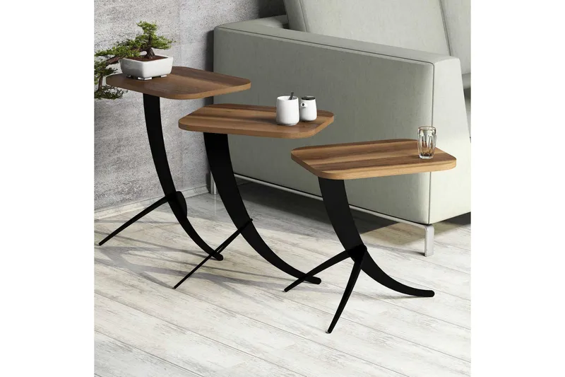 Hovdane Satsbord 45 cm 3 Bord - Mörkbrun - Möbler - Bord & matgrupp - Soffbord