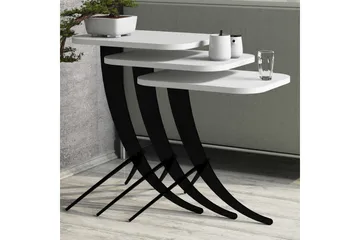 Hovdane Satsbord 45 cm 3 Bord - Vit/Svart - Möbler - Bord & matgrupp - Soffbord