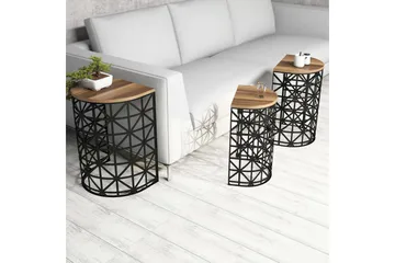 Hovdane Satsbord 46 cm Halvcirkel 3 Bord - Mörkbrun/Svart - Möbler - Bord & matgrupp - Soffbord