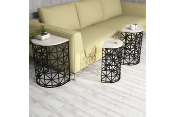 Hovdane Satsbord 46 cm Halvcirkel 3 Bord - Vit/Svart - Möbler - Bord & matgrupp - Soffbord