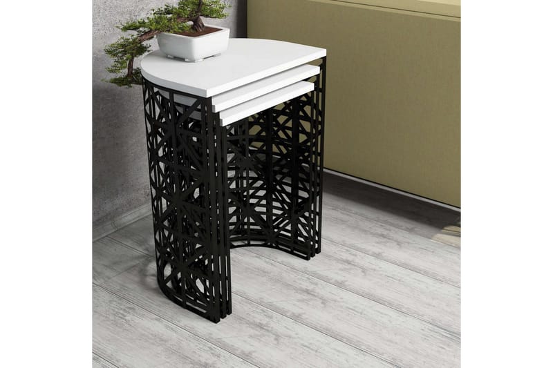 Hovdane Satsbord 46 cm Halvcirkel 3 Bord - Vit/Svart - Möbler - Bord & matgrupp - Soffbord