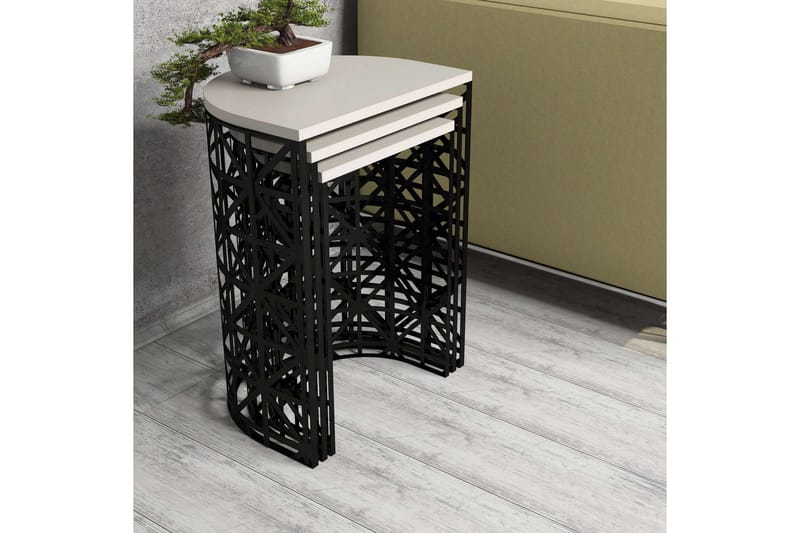 Hovdane Satsbord 46 cm Halvcirkel 3 Bord - Vit/Svart - Möbler - Bord & matgrupp - Soffbord