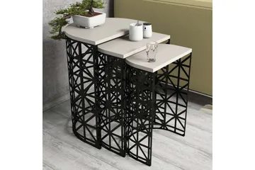 Hovdane Satsbord 46 cm Halvcirkel 3 Bord - Vit/Svart - Möbler - Bord & matgrupp - Soffbord