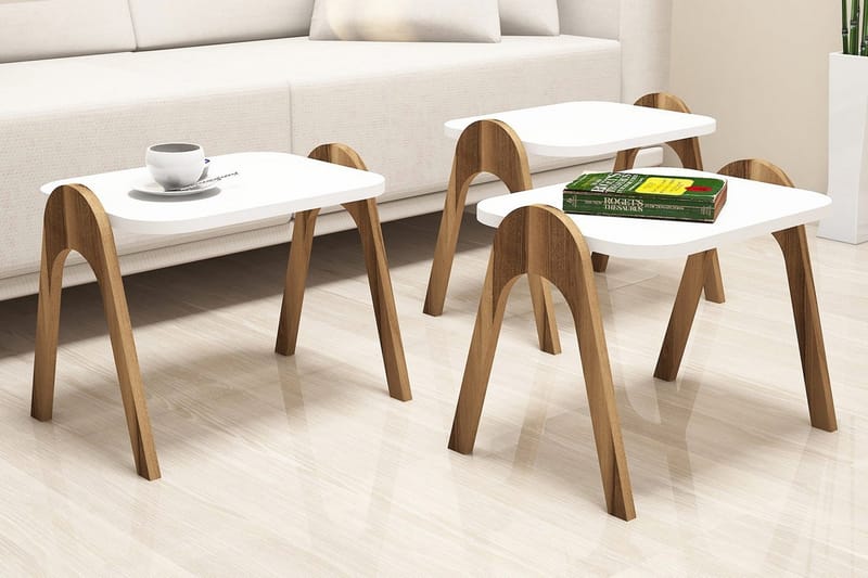 Hovdane Satsbord 49 cm 3 Bord - Vit/Brun - Möbler - Bord & matgrupp - Soffbord
