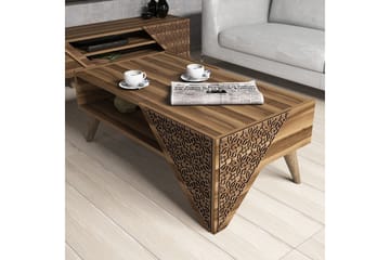 Hovdane Soffbord 105 cm med Förvaring Hylla Blommönster - Brun - Möbler - Bord & matgrupp - Soffbord - Soffbord med förvaring