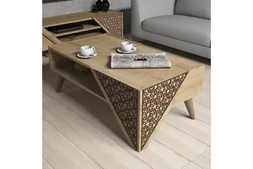 Hovdane Soffbord 105 cm med Förvaring Hylla Blommönster - Ljusbrun - Möbler - Bord & matgrupp - Soffbord - Soffbord med förvaring