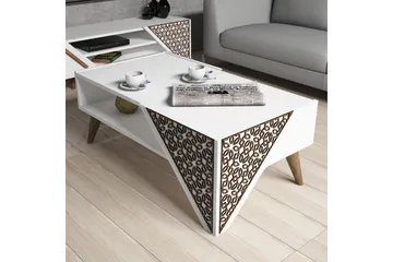 Hovdane Soffbord 105 cm med Förvaring Hylla Blommönster - Vit/Brun - Möbler - Bord & matgrupp - Soffbord - Soffbord med förvaring