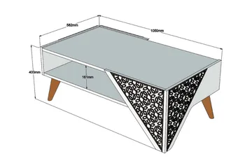 Hovdane Soffbord 105 cm med Förvaring Hylla Blommönster - Vit/Brun - Möbler - Bord & matgrupp - Soffbord - Soffbord med förvaring